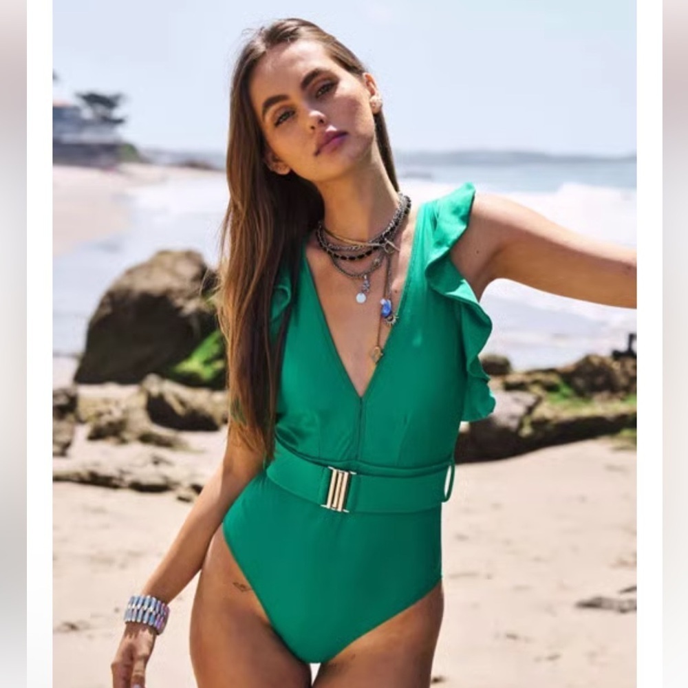 DAVI & DANI Emerald Ruffle One-Piece Swimsuit